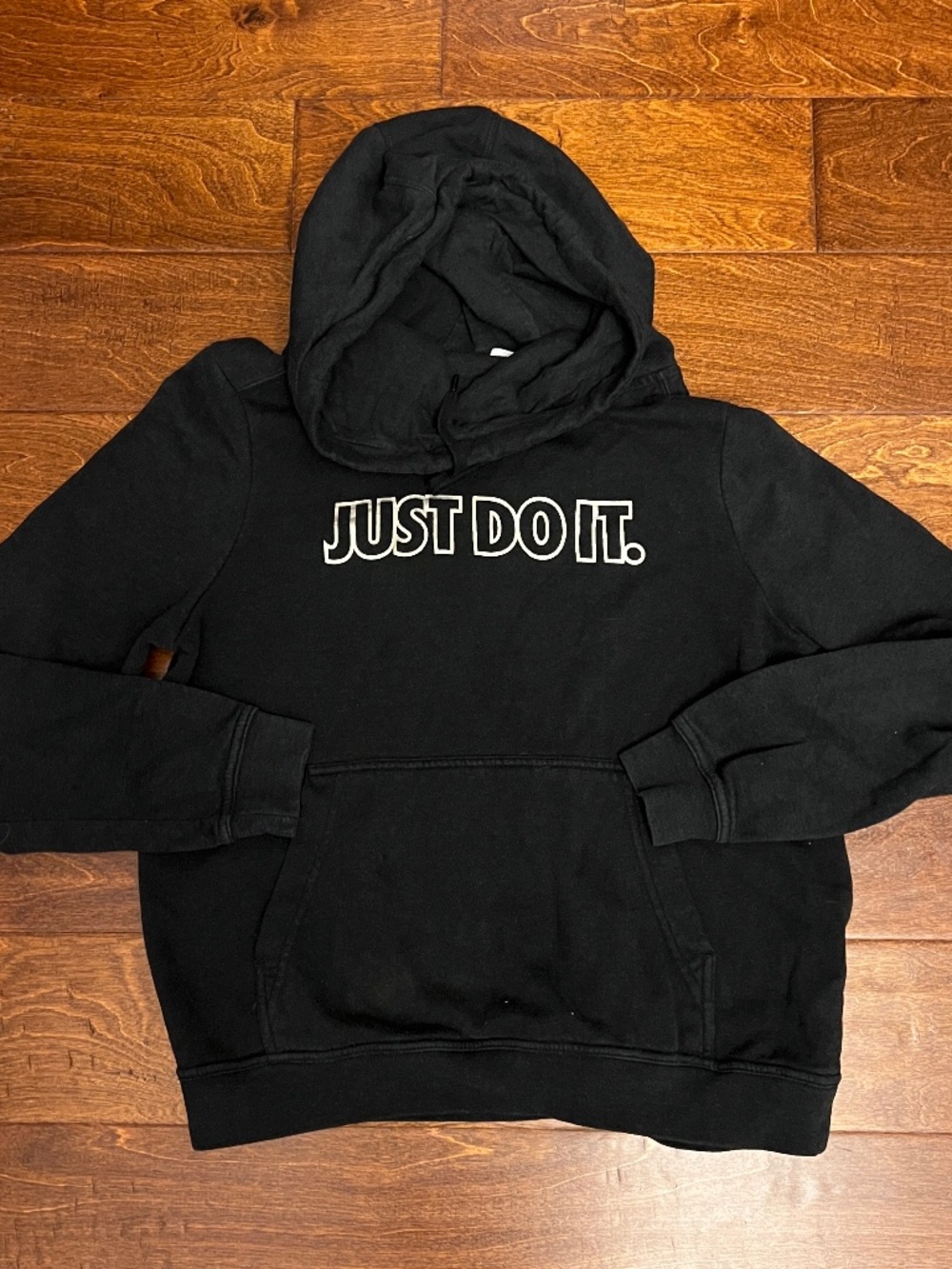 Nike Just Do It Hooded LS Sweatshirt Front Pocket Blue Tag Medium